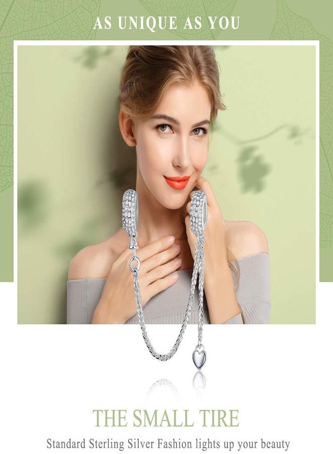 ARTCHARM Heart Safety Chain Charm 925 Sterling Silver Beads fit European Charms Bracelet & Necklace (Love Safety chain) - Image 5